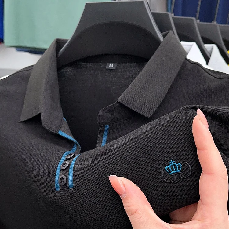 Luxury fashion embroidered POLO shirt short-sleeved men's lapel T-shirt 2023 summer high-quality mercerized cotton Paul shirt