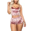Femme 2 Pi&egrave;ces Set Pyjama Moulant en Velours 