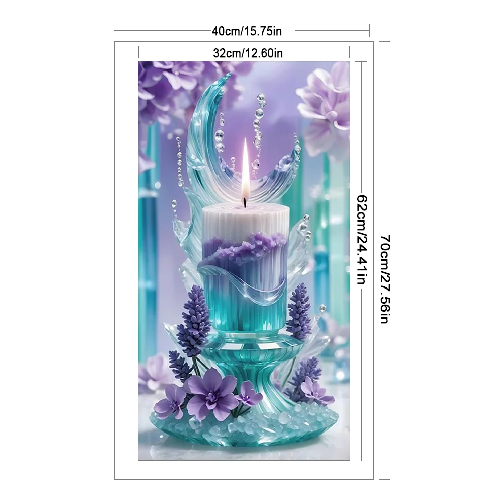 11CT Full Stamped Cross Stitch - Candle(Canvas|40*70CM)