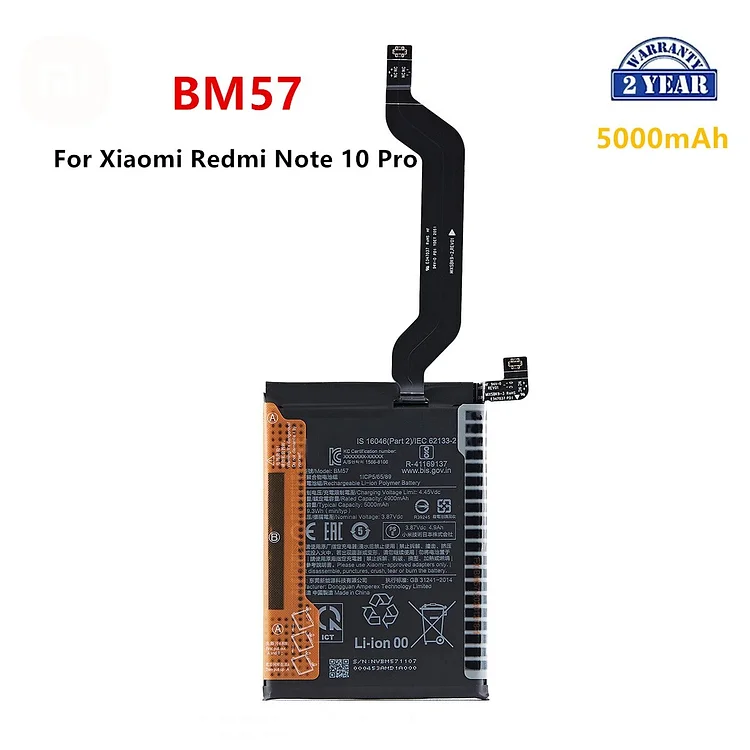 100% Orginal BM57 5000mAh Battery  For Xiaomi Mi Redmi Note10 Pro BM57  Phone Replacement Batteries