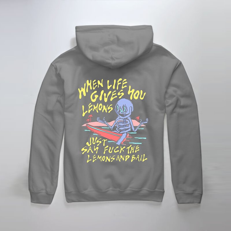 When Life Gives You Lemons Skeleton Printed Hoodie - Krazyskull