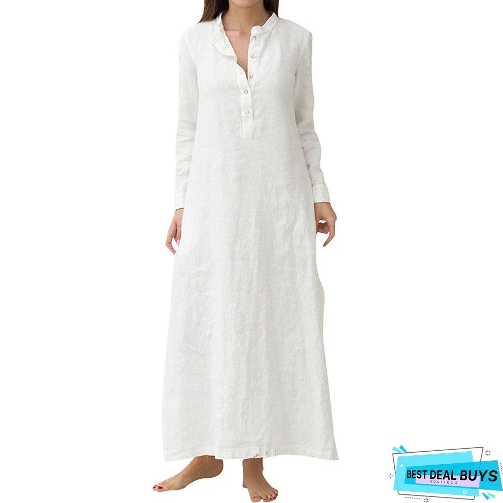 Ladies' Casual and Loose Retro Dress Linen
