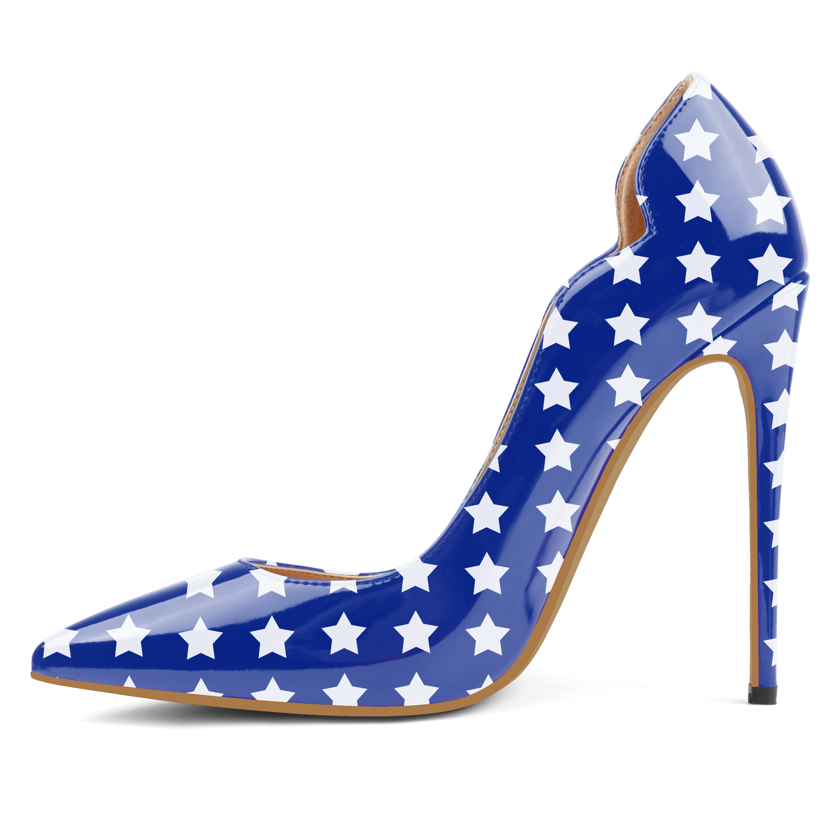 Star picture，4.72 inch/12cm  Pointed Toe Pumps High Heel Sexy Stilettos Slip On Office Cute Evening Dress Stilettos