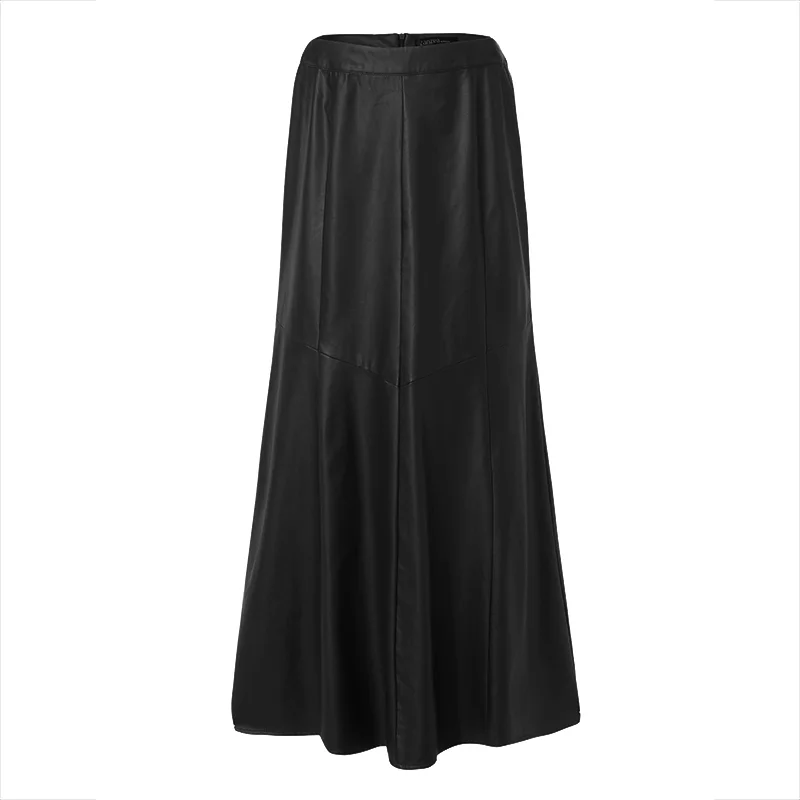 CARTOONH ZANZEA 2022 Casual High Waist A-Line Skirt Female Solid OL Fashion PU Leather Skirts Women's Spring Vestidos Robe