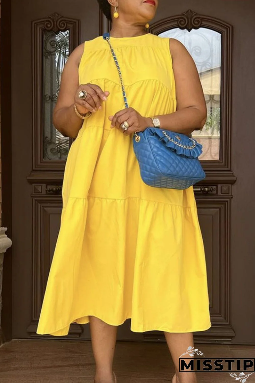 Black Casual Solid Patchwork O Neck A Line Dresses