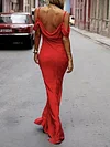 Solid Color Backless Condole Belt Maxi Dress