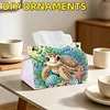 Diamond Art Painting Decorative Paper Napkin Dispenser Wear Resist Handmade Household Container Multifunction Rhinestone PU Tissue Holder Kit for Adults Home Office Gift (Cute Underwater Turtle)