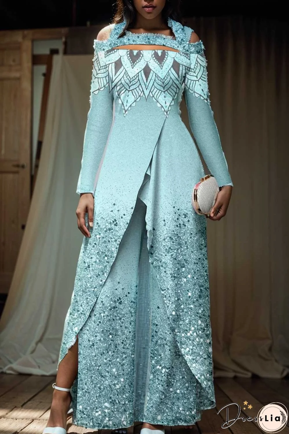 elegant gradient print off shoulder women s jumpsuit