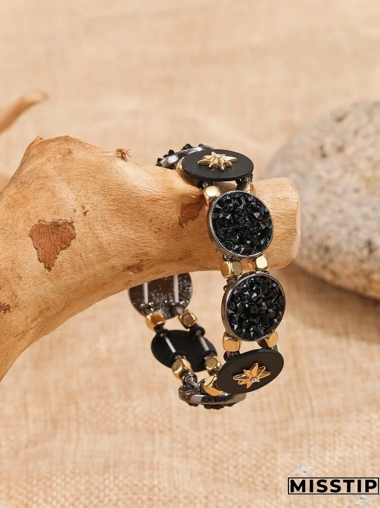 Rhinestone Detail Round Decor Bracelet