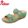 RIEKER&reg; jednokolorowe, grube, okrągłe, ortopedyczne sandały damskie z grubą podeszwą🤩