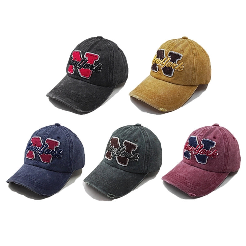 Men's Baseball Cap Washed Old Style Youth Street Fashion Letter Embroidered Cap Men's And Women's Couple Hat