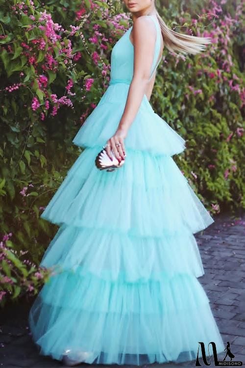 MidiSono - Layer Deep V Neck Maxi Dress