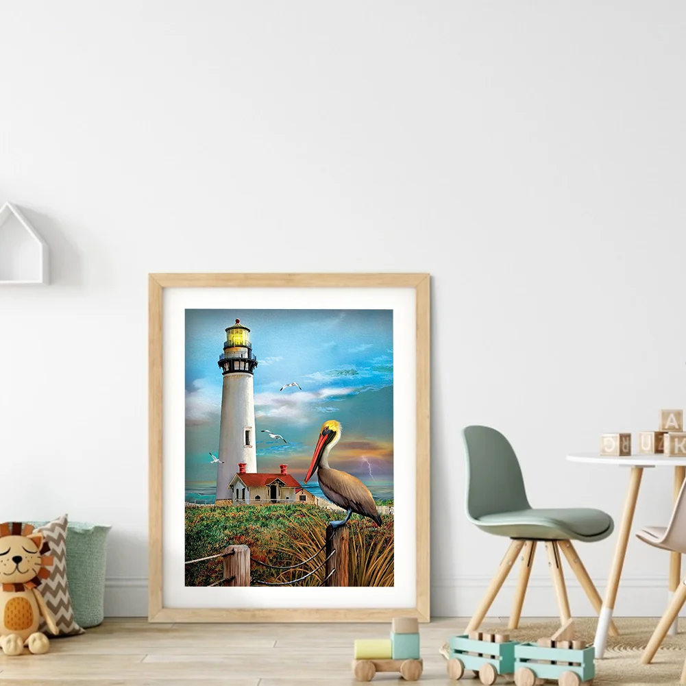 Diamond Painting Beachfront Lighthouse Full Round Drill Picture (A3799)