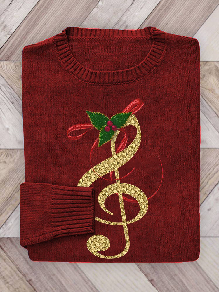 Christmas Music Notes Cozy Knit Sweater wearshes