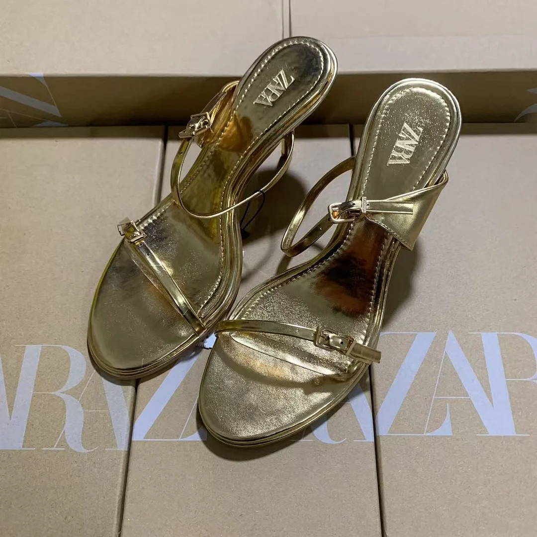 Breakj Breakj 2025 Spring New Buckle With Stylish Metal Fine High Heels Golden Dew Temperament Sexy Shoes