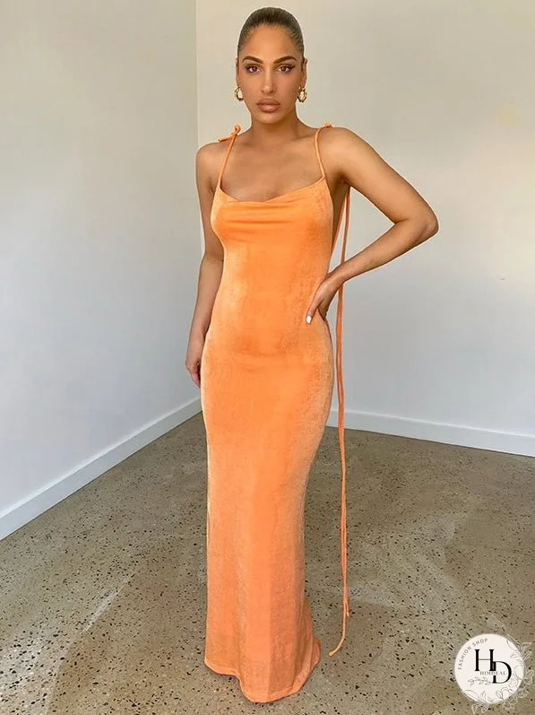 Lace-up Backless Dress