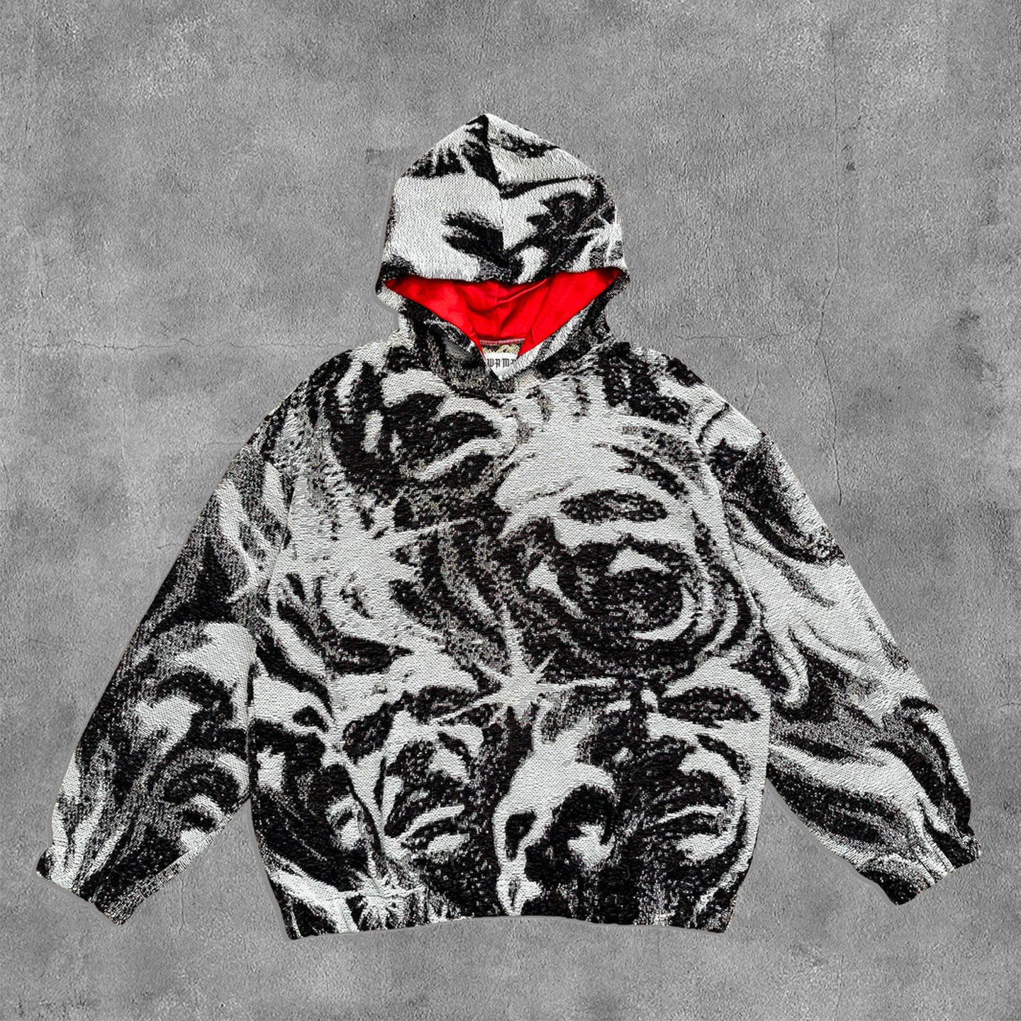 Retro Fashion Lost Souls Graphic Print Casual Street Tapestry Knit Hooded Sweater