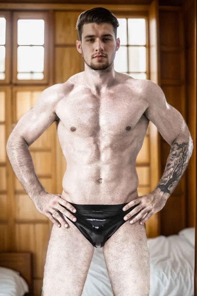 Men's Black Latex Briefs Male Male Latex Swimming High-Cut Brief Classic Simple Black Briefs