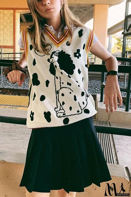 MidiSono - Dalmatian Jacquard Sweater Vest