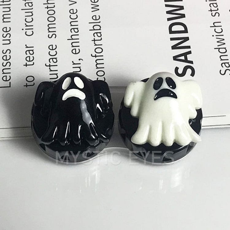 Black & White Ghost Contact Lens Container