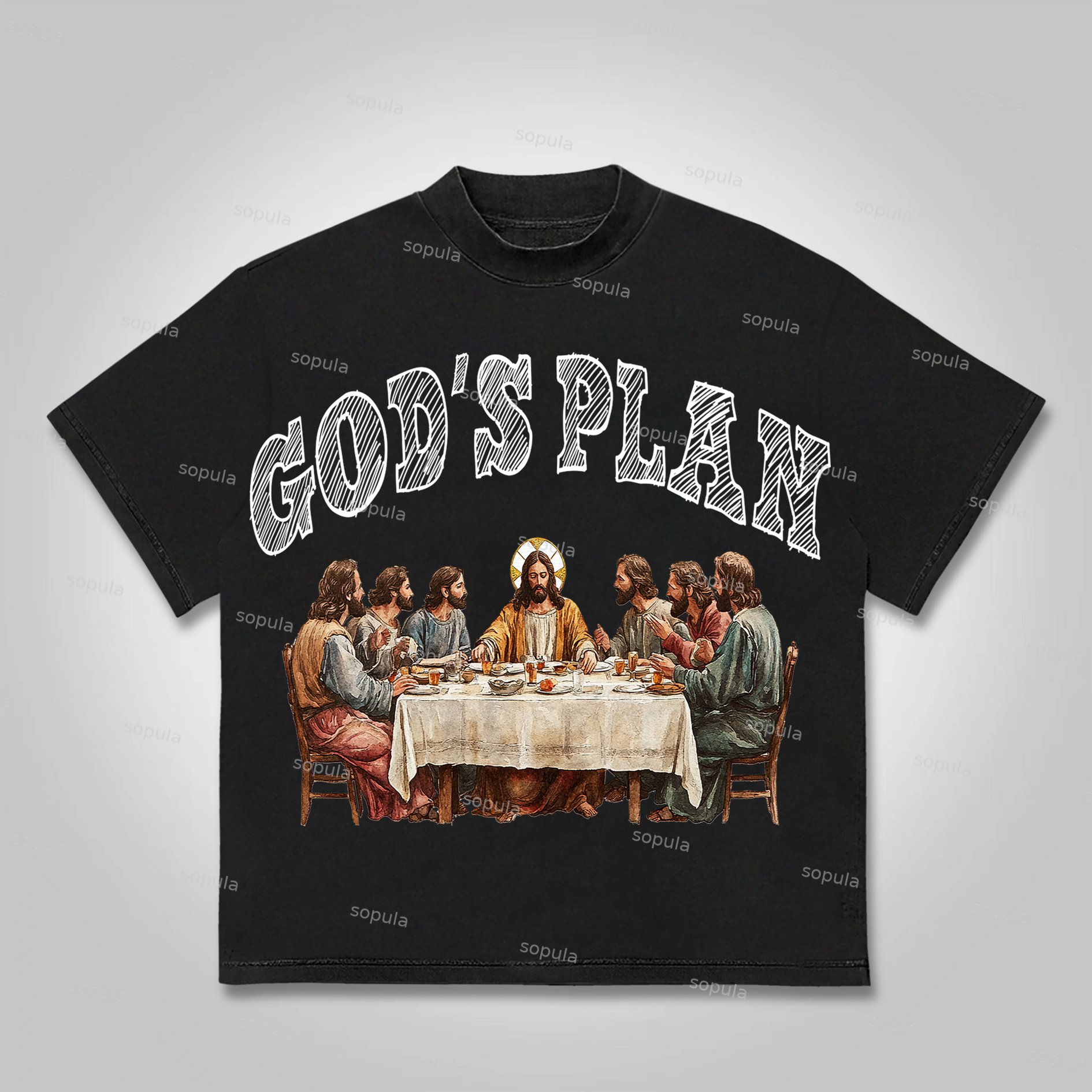 Sopula Vintage God's Plan Faith Graphic Print Cotton T-shirt - SOPULA