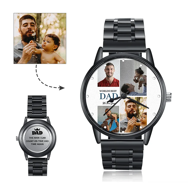 Personalized Photo Watch Custom 4 Photos Mechanical Watch Gifts for Him