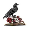Gothic Floral Flower Model Set Eye-Catching Table Centerpiece Horror Skeleton Bouquet Building Set for Adults Kids Holiday Birthday Gift (Crow)