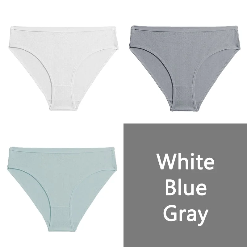 FINETOO S-XL Cotton Panties Women Low-rise Briefs Underpants Ladies Comfortable Underwear Fashion Jacquard Panty Lingerie 3Pcs