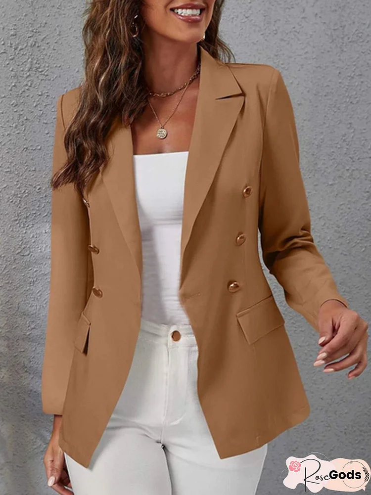 Women Casual Plain Autumn Polyester Cross Neck Daily Loose Long Sleeve Regular Other Coat