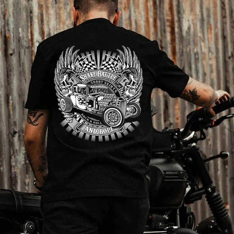SHAKE RATTLE AND ROLL Classic Car Print Men's T-shirt