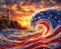 Waves and Lighthouse - Diamond Painting