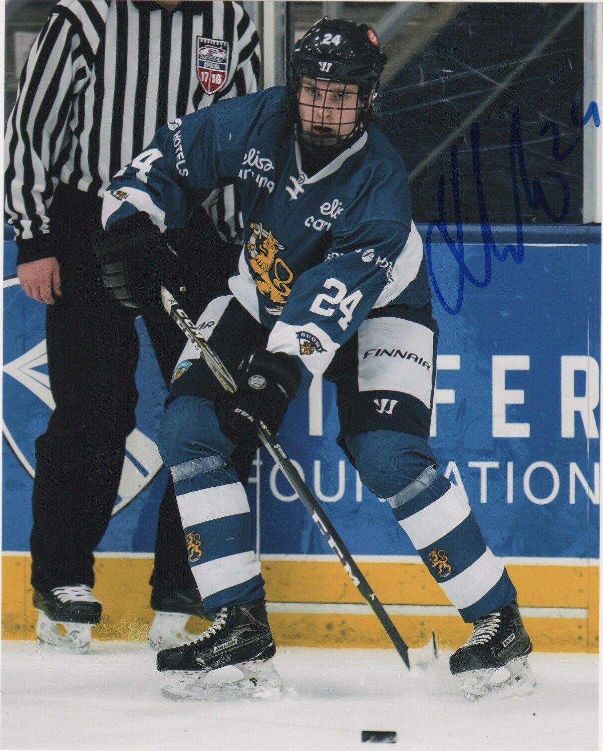 Team Finland Kaapo Kakko Signed Autographed 8x10 IIHF Photo Poster painting COA #13