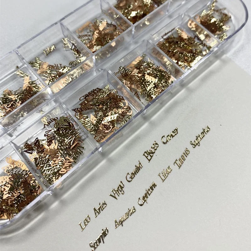 12 Grids Metal Nail Art Studs Sequins Tips Glitter Gold Nail Art Decorations Butterfly Heart Star Charms Strass Jewelry Flakes-Nail Inspo