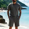 Men's Casual Vacation Polo Shirt And Shorts Set by Inlyline