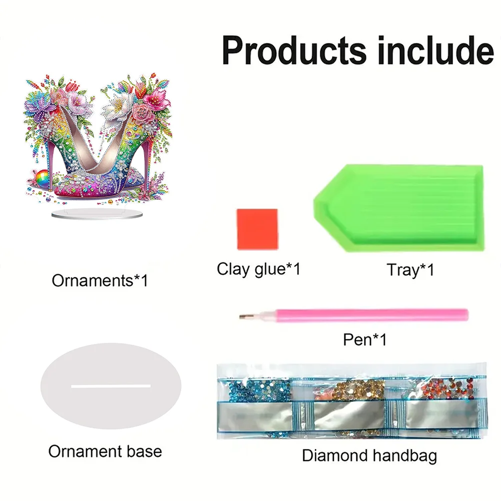 5D DIY High Heels Acrylic Special Shape Diamond Painting Desktop Ornament for Beginner
