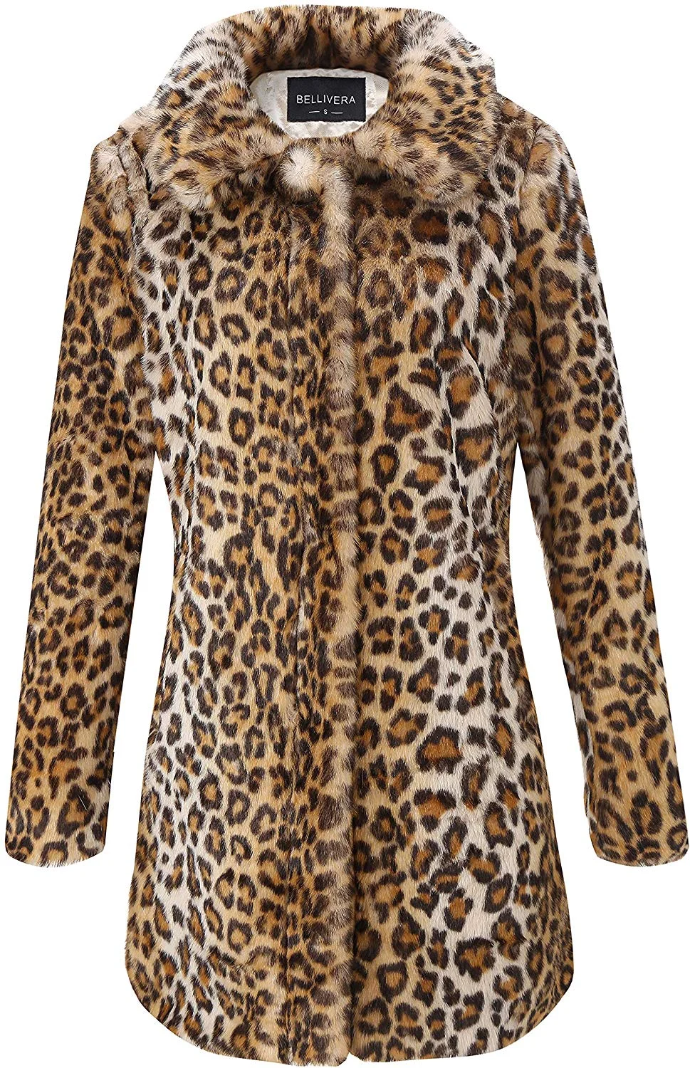 Womens Leopard Print Faux Fur Cardigan Fluffy Coat Long Sleeve for Winter