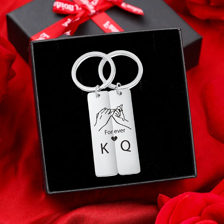 Personalized Couple With Gift Box-Custom Couple Keychain with Letters