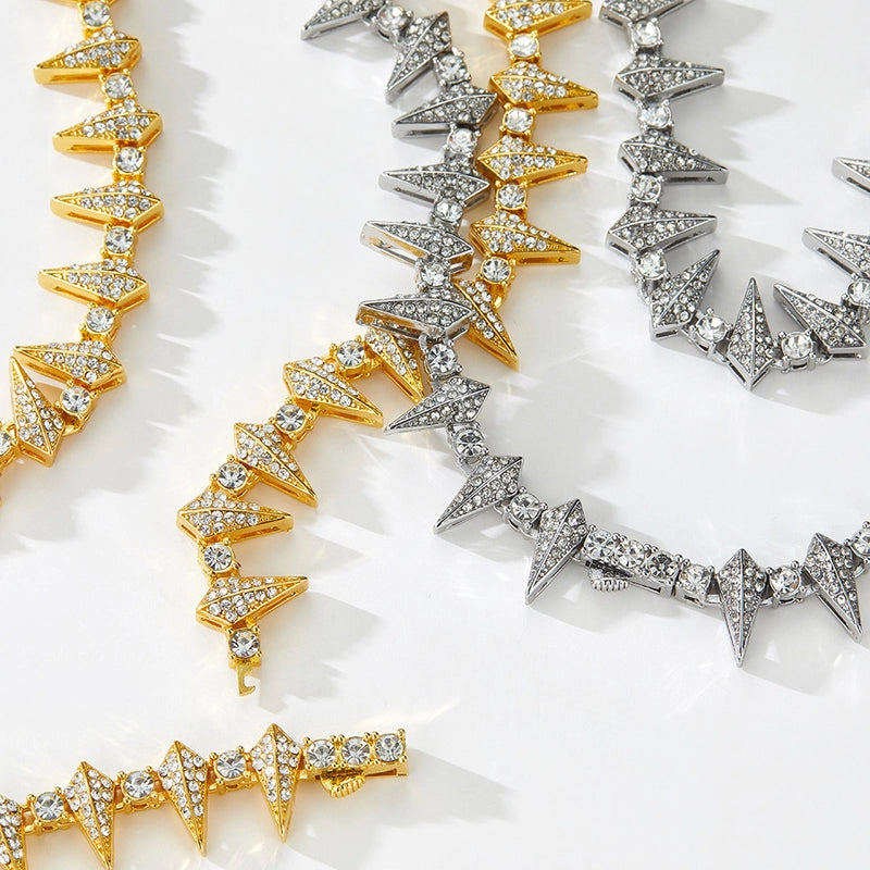 Hip Hop Necklace Jewelry Hiphop Zinc Alloy Rhinestone Cuban Link Chain Necklace Couple Trendy Brand