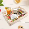 (US Local)Wooden Dog Flower 5D DIY Diamond Painting Serving Tray with Handle for Desk