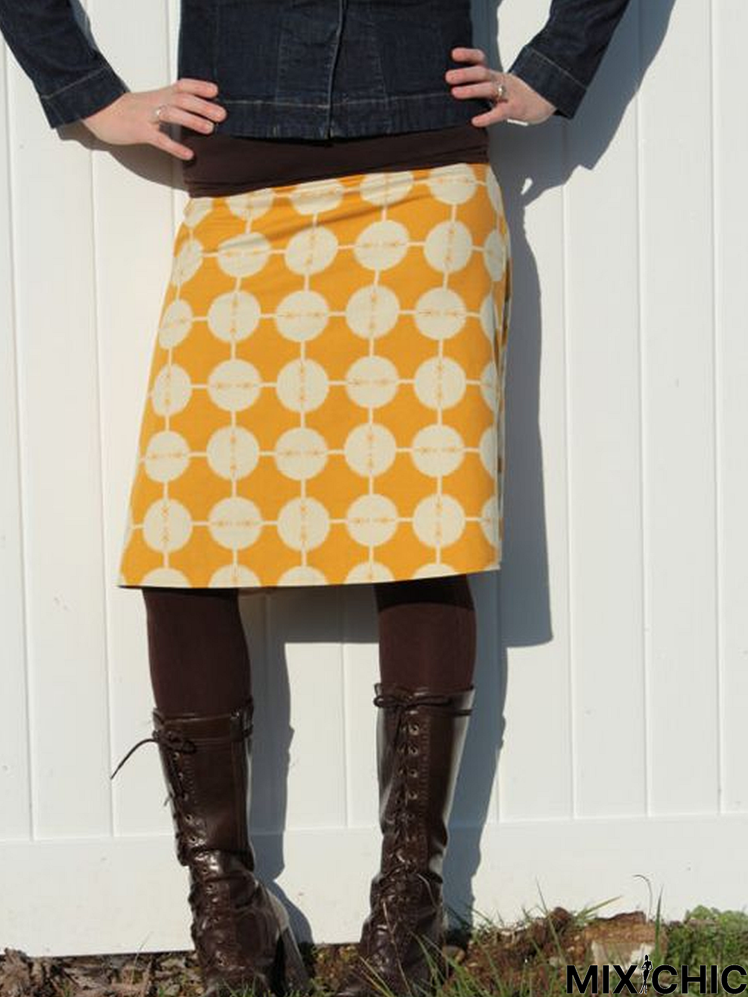 Casual Cotton-Blend Printed Skirt