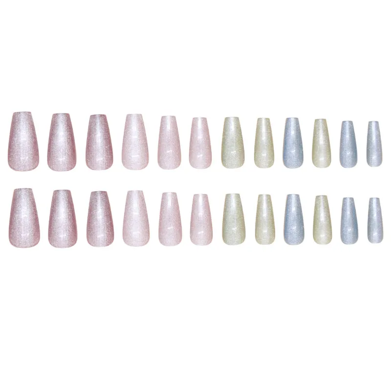 Churchf Churchf Patch Candy Colored Nail Piece Wearing Armor Removable Vertical Stripe Fine Flash Nail Patch 24 Pieces