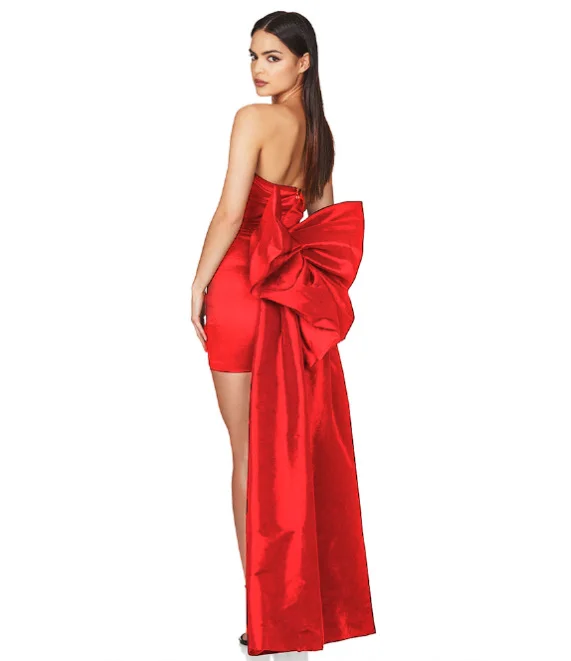 Zingj High-End Women's Black Sexy Folding Bag With A Thoracic Dress Can Be Removed With A Bow Trim Ribbon
