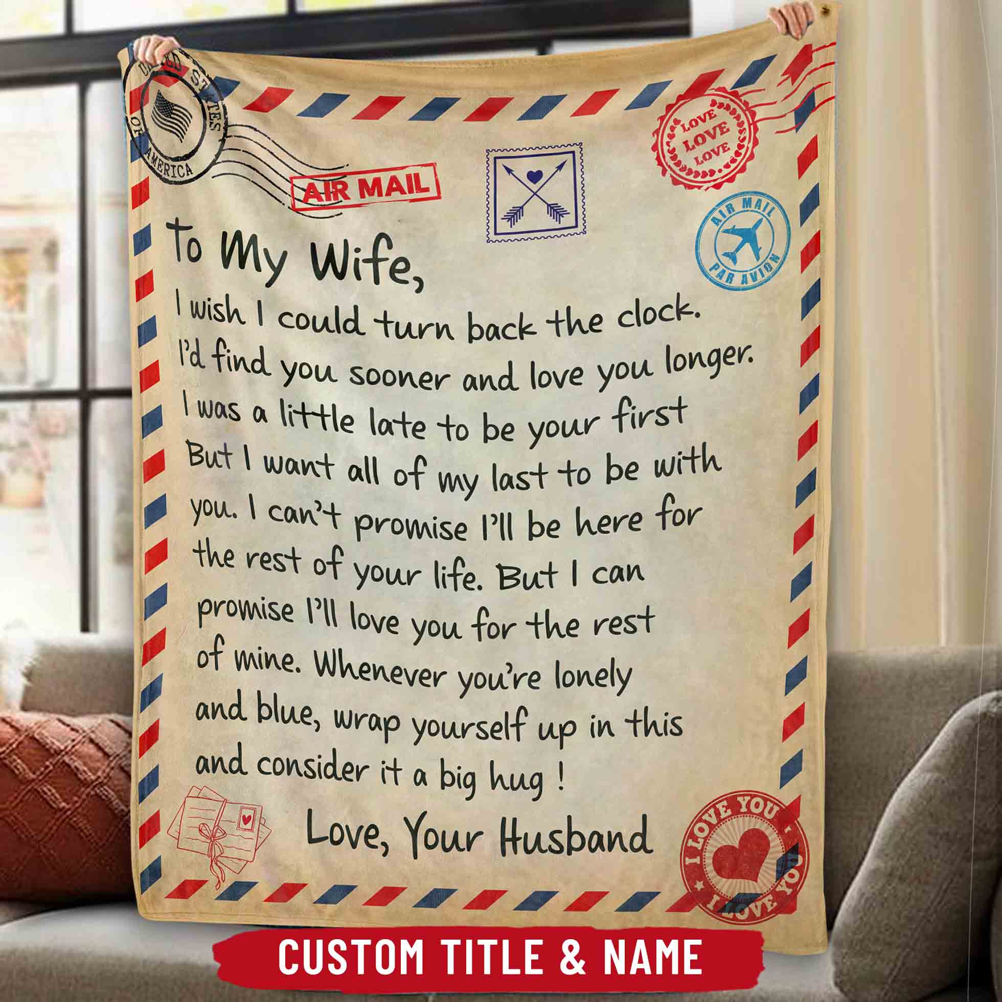 Loveyoufancy Personalized Giant Love Letter Premium Sherpa Blanket For Her