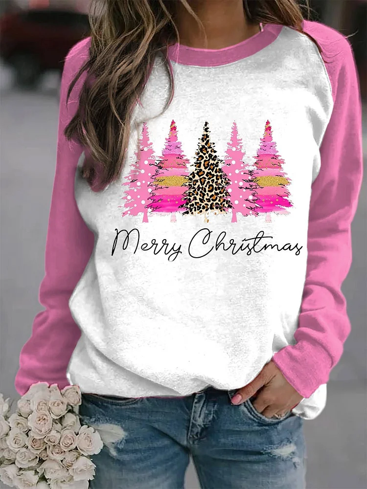 Women's Christmas Tree Print Casual Sweatshirt-mysite