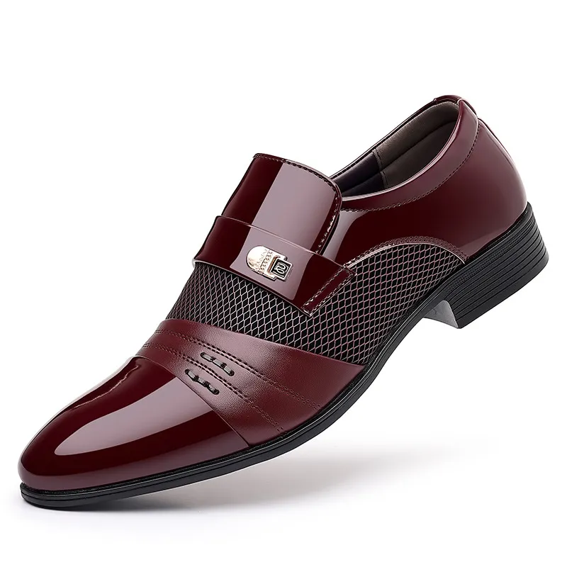 Churchf Churchf 7203 Three Color Wine Red Fashion Splicing Leather Shoes Man OPP Bag Packaging No Shoe Box