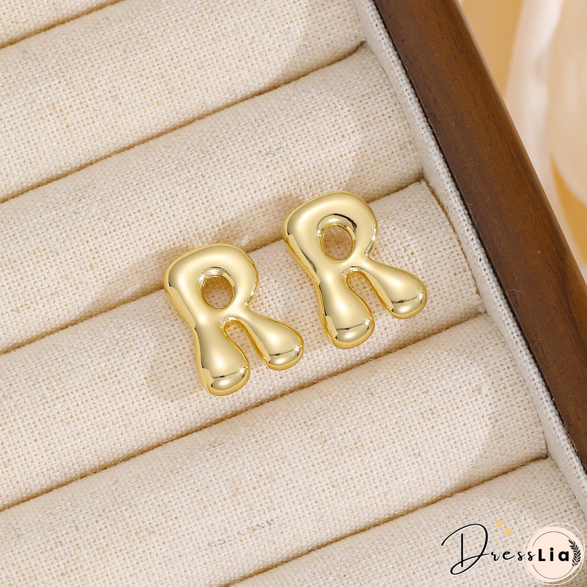 18K Gold-Plated Bubble Letter Stud Earrings