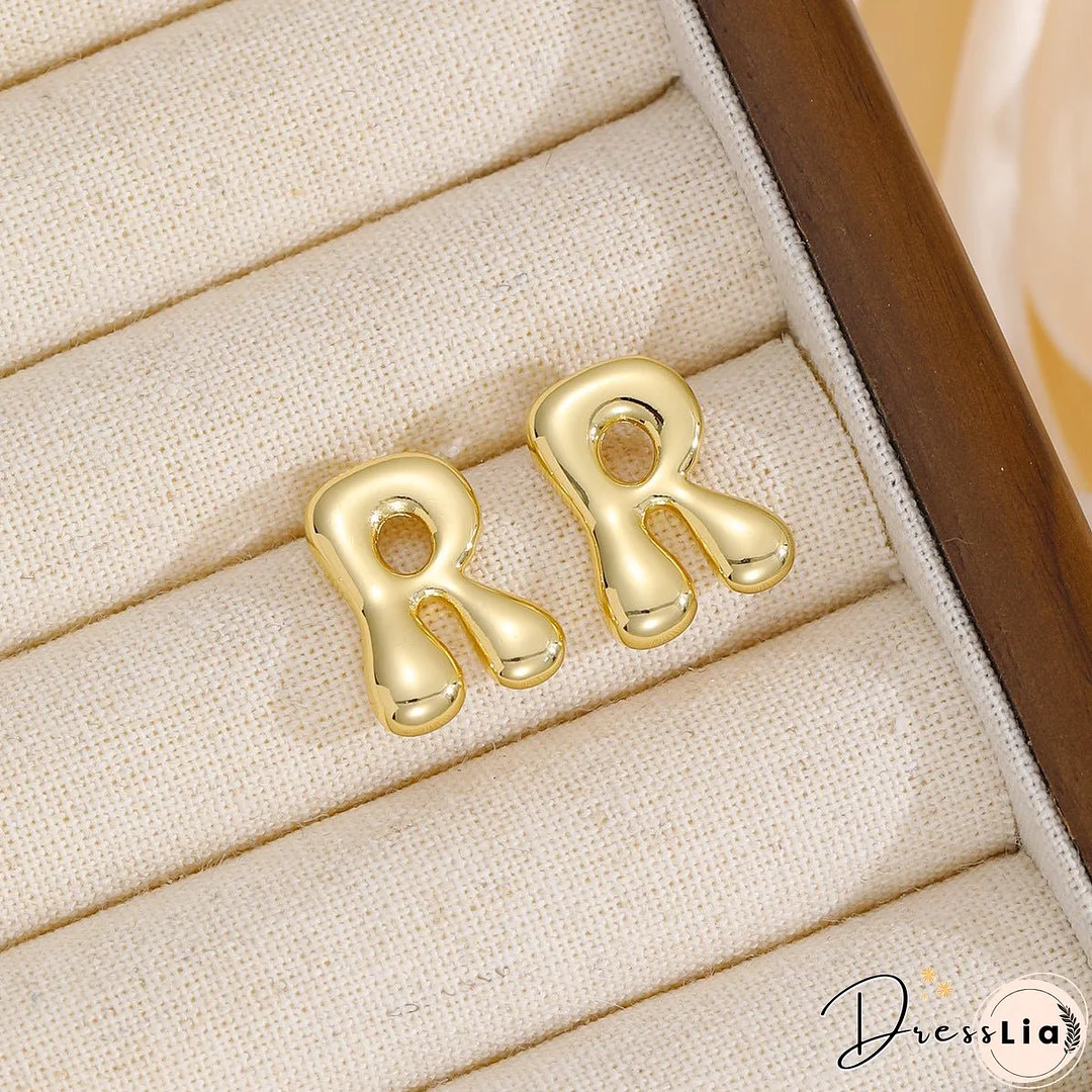 18K Gold-Plated Bubble Letter Stud Earrings