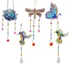 5PCS-2 5D DIY Diamond Painting Wind Chimes Suncatcher Kit Double Sided Diamond Art Kits Suncatcher with Crystal Pendant for Home Wall Window Decor Adults DIY Art Craft