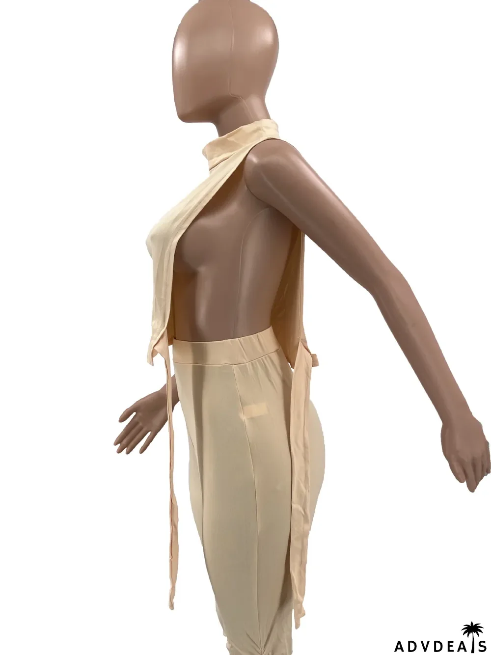 Solid Sleeveless Hollow Top Stacked Pants 2 Piece Sets