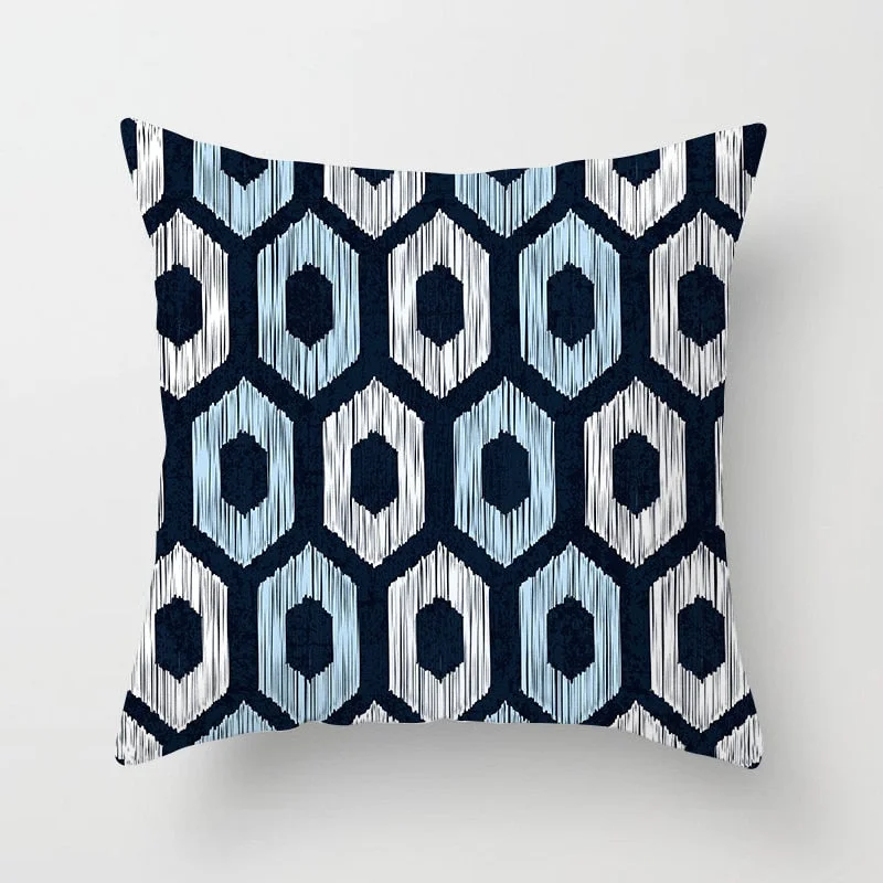 Blue White Porcelain Print Cushions Case Bohemian Style Mandala Geometry Pillows Case Modern Fashion Sofa Chairs Throw Pillows